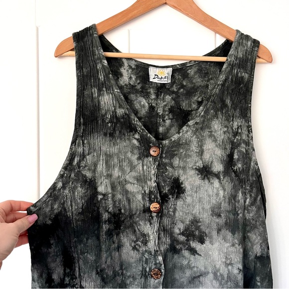 Dunes Wide Leg Jumpsuit Romper Lagenlook Cotton Black Large - Picture 12 of 15